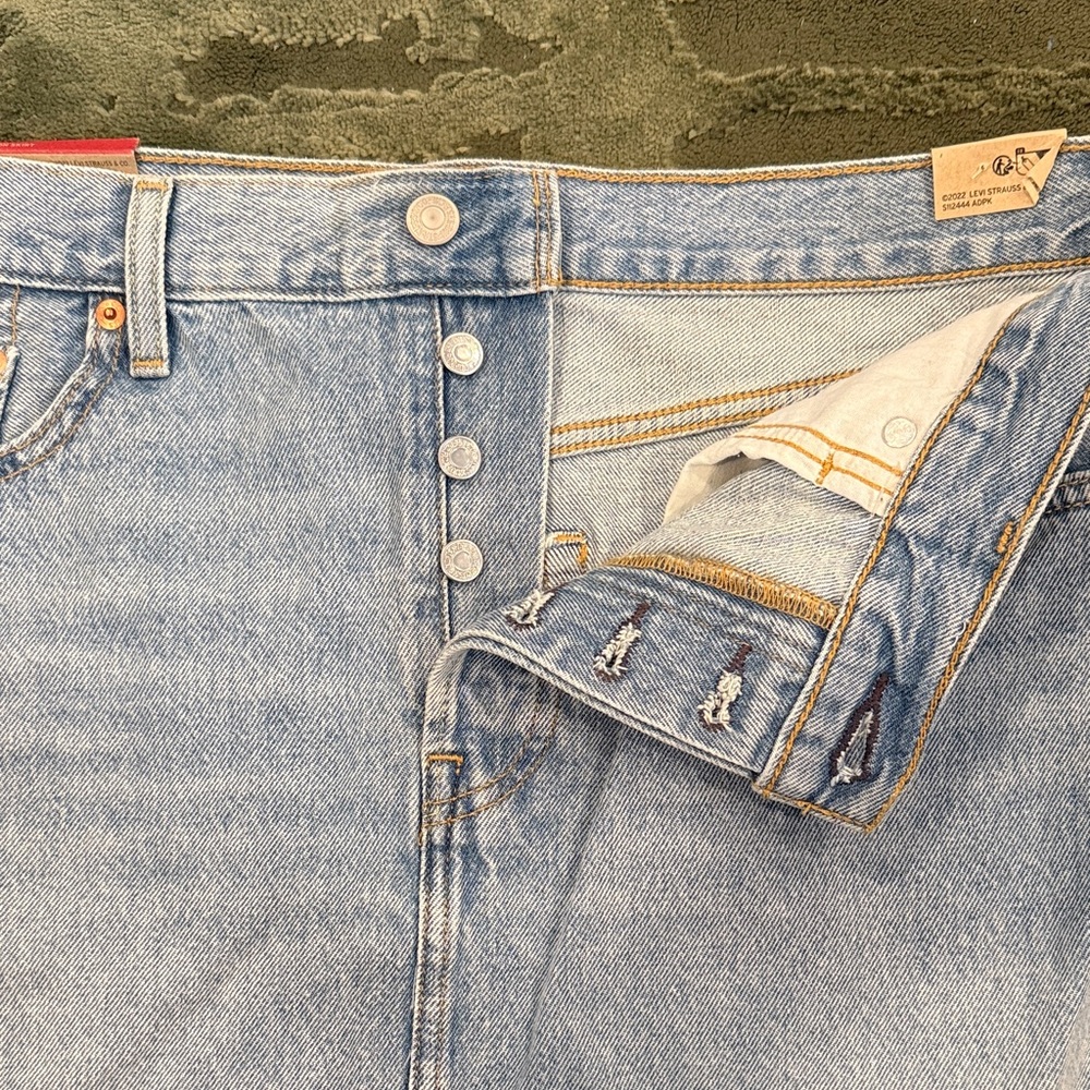 Light Blue Denim Mini Skirt with Raw Hem - Picture 2 of 5